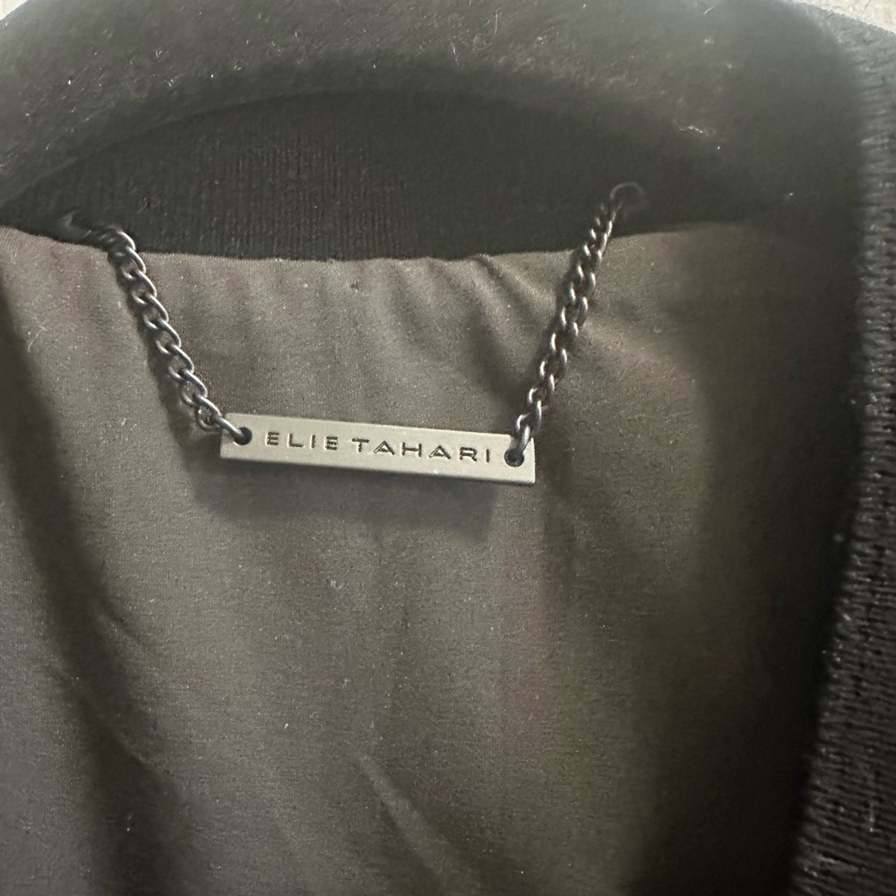 Elie Tahari Olive Velvet Bomber Jacket - Picture 3 of 4